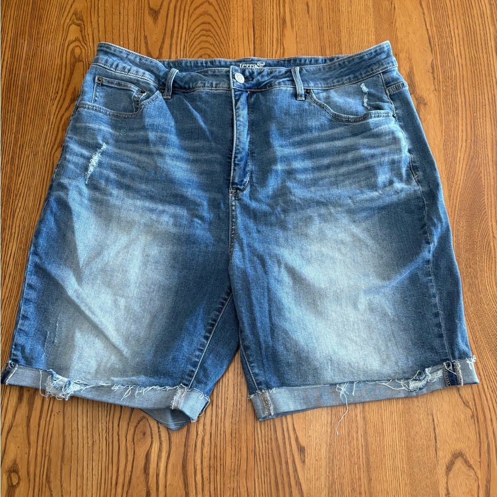 Terra & Sky Blue Jean Shorts Distressed Cut-Off Style